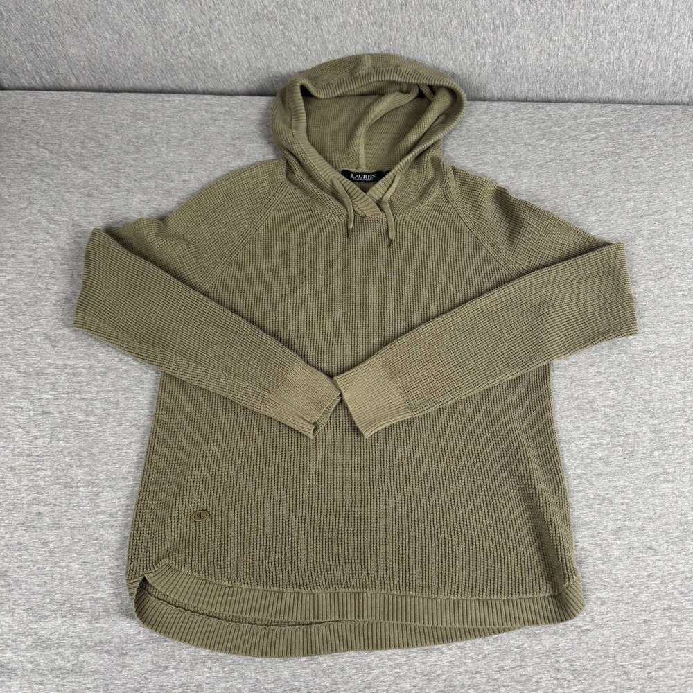 Lauren Ralph Lauren Olive Green Hooded Sweater Women's Size M Medium Knit